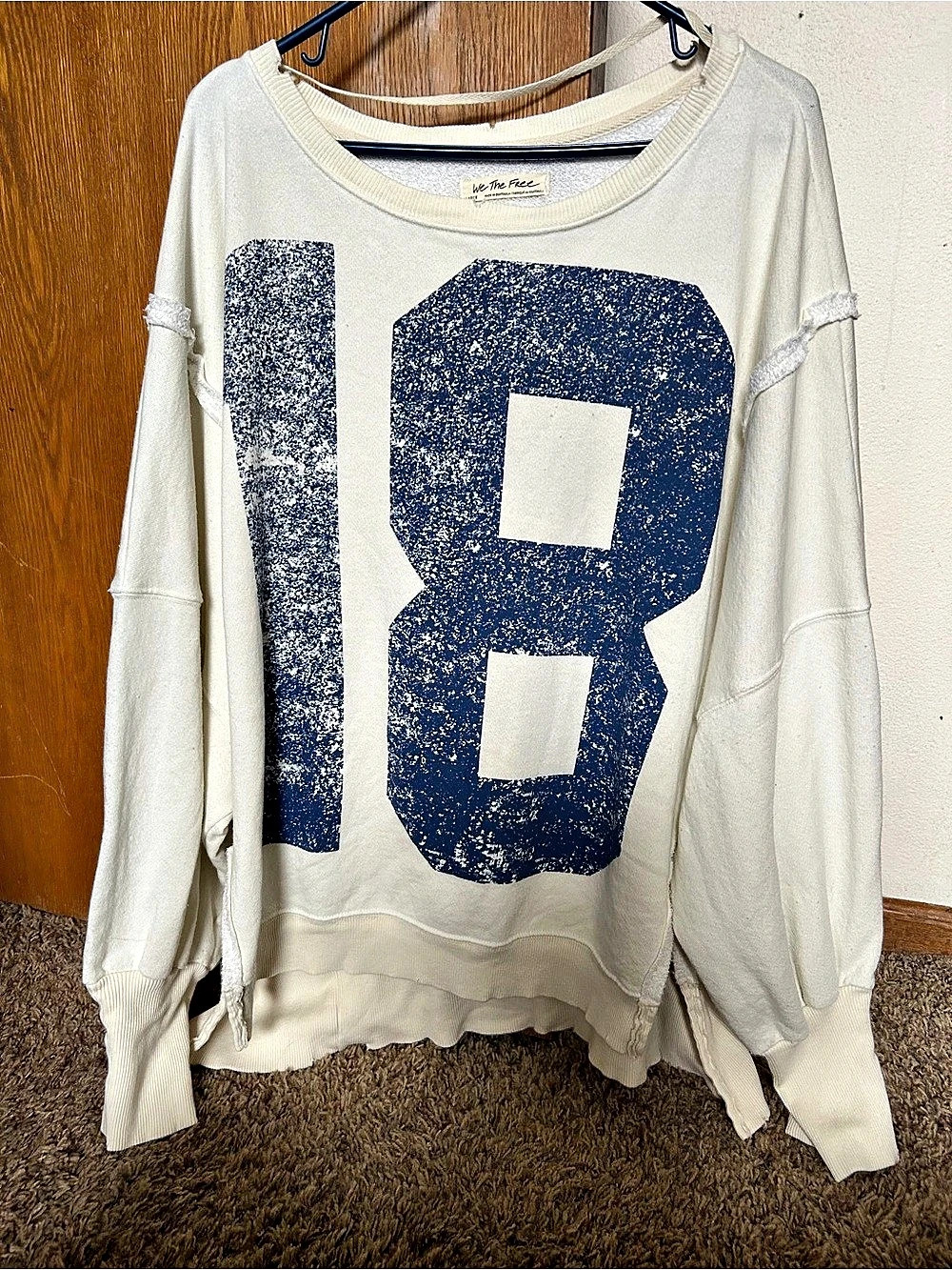 Free People - We The Free People We The Free Abstract Graphic Crewneck Cream Blu